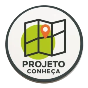 Logotipo Projeto Conheça com mapa e marcador